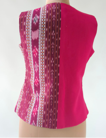 Yamini Pink Sambalpuri Handloom Woven Waistcoat/Jacket