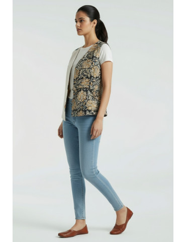 Yamini Women Handloom Kalamkari Block Print Waistcoat/Jacket
