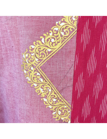 Yamini Ikat Handloom Pattachitra White Figurine Hand Painted Waistcoat/Jacket 