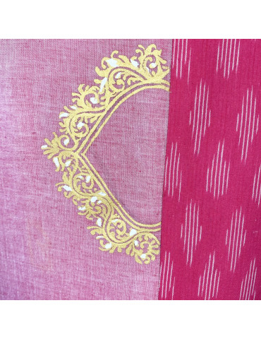 Yamini Ikat Handloom Pattachitra Figurine Playing Conch Hand Painted Waistcoat/Jacket  