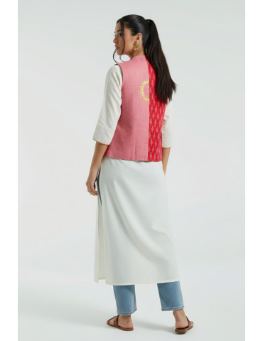 Yamini Ikat  Pattachitra Hand Painted Lady Playing Musical Instruments Handloom Waistcoat/Jacket