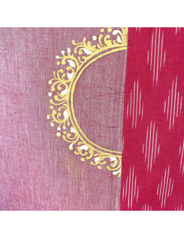 Yamini Ikat  Pattachitra Hand Painted Lady Playing Musical Instruments Handloom Waistcoat/Jacket