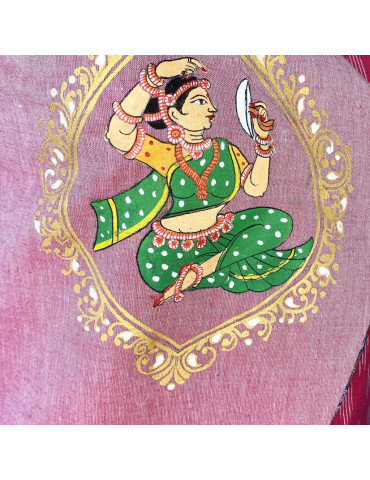 Yamini Ikat Handloom Pattachitra Hand Painted Waistcoat/Jacket 