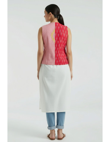 Yamini Ikat Handloom Pattachitra Hand Painted Waistcoat/Jacket 