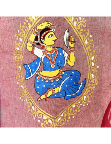 Yamini Ikat Hand Painted Pattachitra Handloom Waistcoat/Jacket