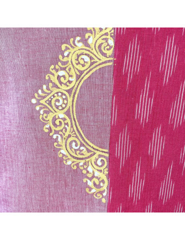 Yamini Pink  Ikat Handloom Pattachitra Hand Painted Waistcoat/Jacket