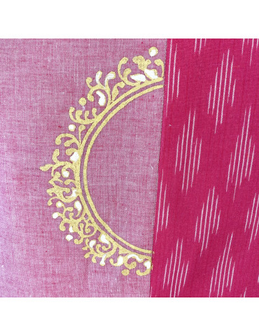 Yamini  Pink Ikat Handloom Pattachitra Hand Painted Waistcoat/Jacket 