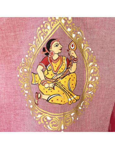 Yamini Ikat Hand Painted Pattachitra Handloom Waistcoat/Jacket