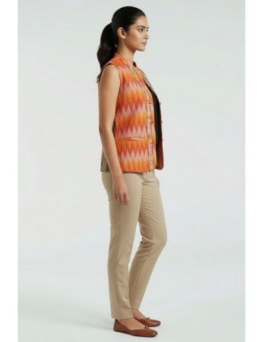 Yamini Sambalpuri Ikat Pattachitra Hand Painted Handloom Waistcoat/Jacket