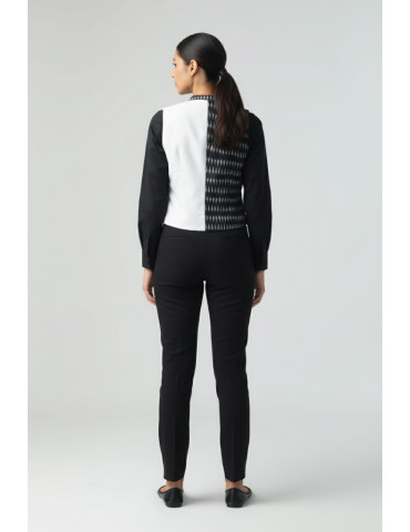 Yamini Ikat Handloom White Black  Waistcoat/Jacket 