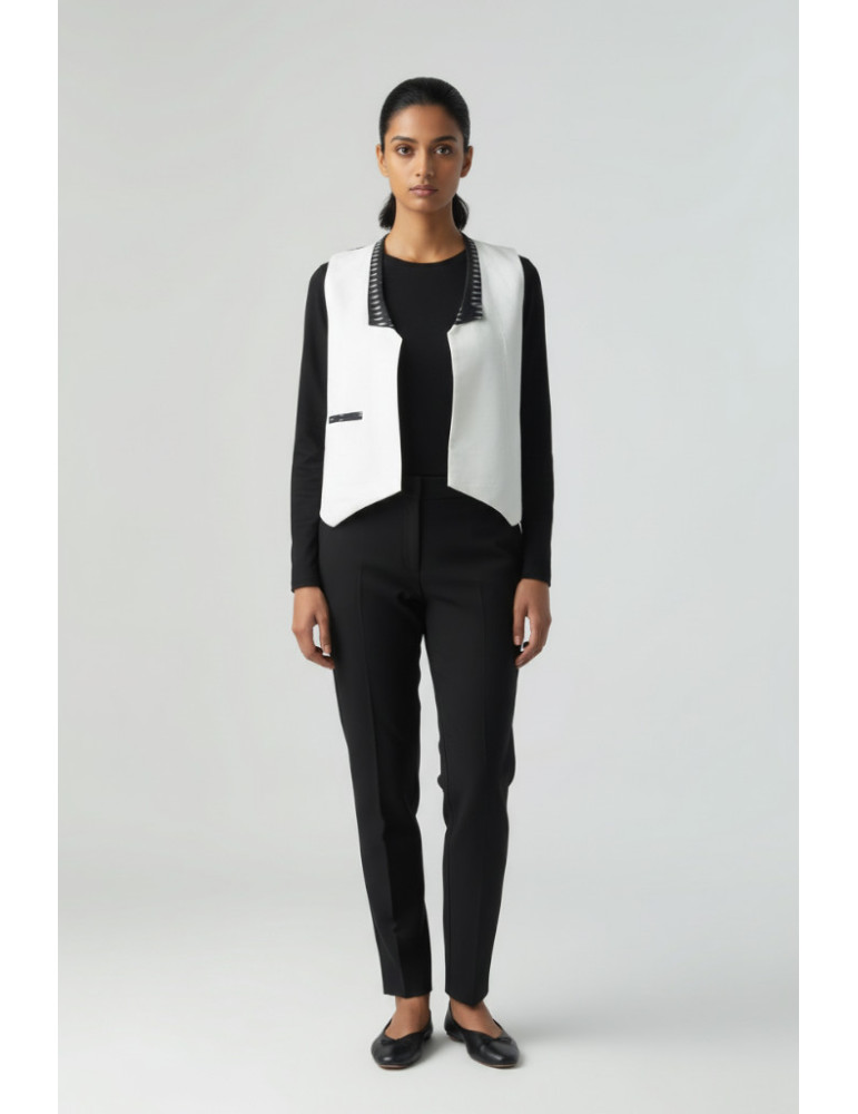 Yamini Ikat Handloom White Black  Waistcoat/Jacket 