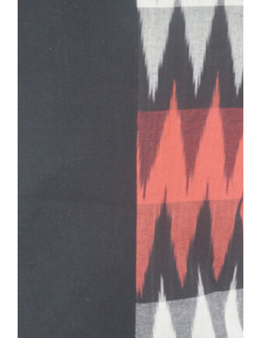 Yamini Ikat Handloom Black Red Short Waistcoat/Jacket