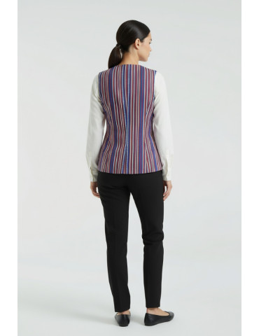 Yamini Hand Block  Blue Red Handloom Waistcoat/Jacket 