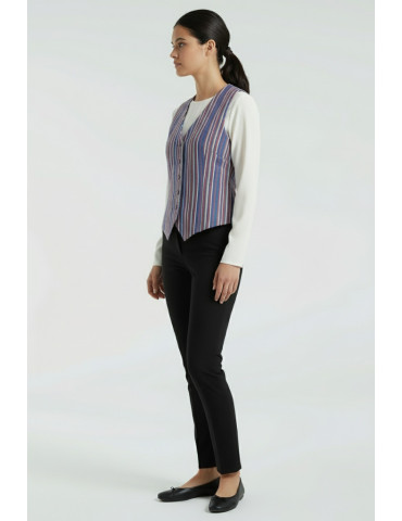 Yamini Hand Block  Blue Red Handloom Waistcoat/Jacket 