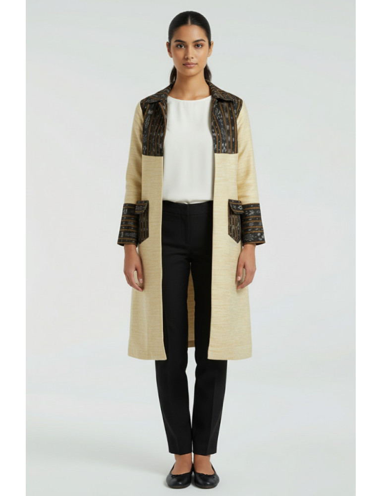 YAMINI Sambalpuri Designer  Cotton Long Handloom Waistcoat/Jacket