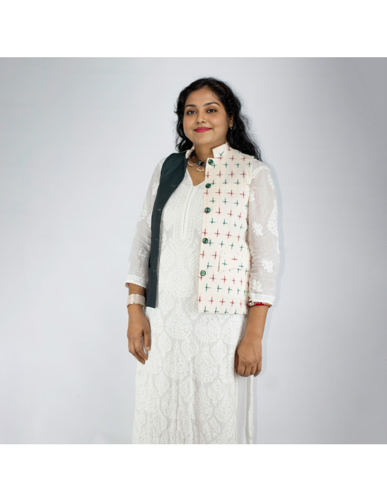 Yamini Ikat  Cotton Handloom Waistcoat/Jacket