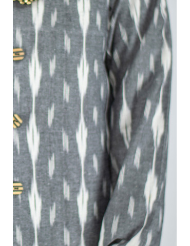 YAMINI Ikat Cotton Grey  Handloom Waistcoat/Jacket