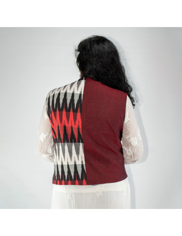 YAMINI Ikat  Cotton Short Handloom Waistcoat/Jacket