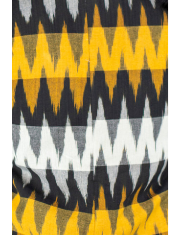 Yamini Ikat Cotton Yellow Black Handloom Waistcoat/Jacket
