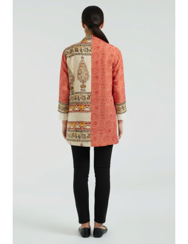 YAMINI Kalamkari South Cotton Peach Handloom Waistcoat/Jacket