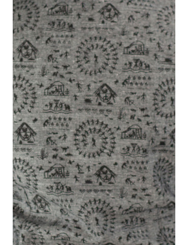 Yamini Khadi Grey & Black Cotton Tribal Print Handloom Waistcoat/Jacket