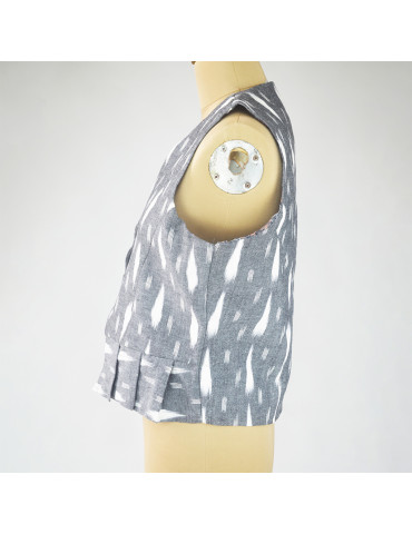 Yamini Ikat Cotton Grey  Handloom Waistcoat/Jacket