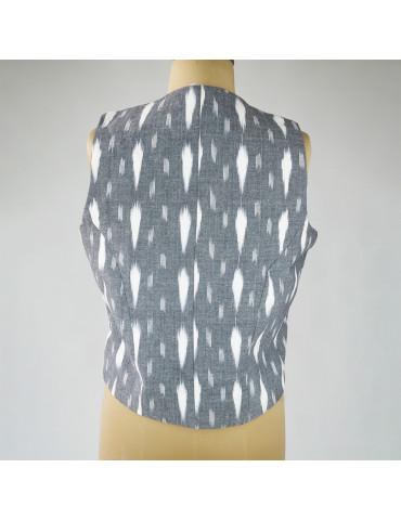 Yamini Ikat Cotton Grey  Handloom Waistcoat/Jacket