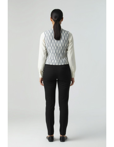 Yamini Ikat Cotton Grey  Short Handloom Waistcoat/Jacket
