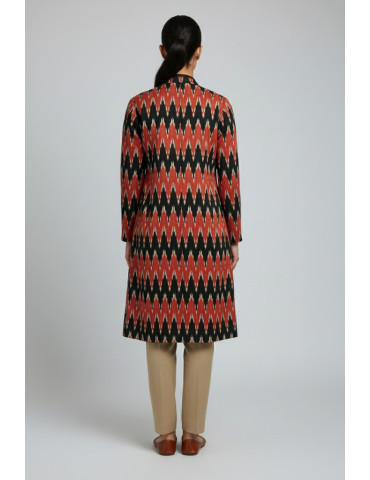  Ikat Brick & Black Long Waistcoat/Jacket