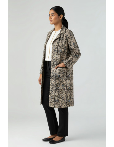 Yamini Kalamkari Cotton Long Handloom Waistcoat/Jacket