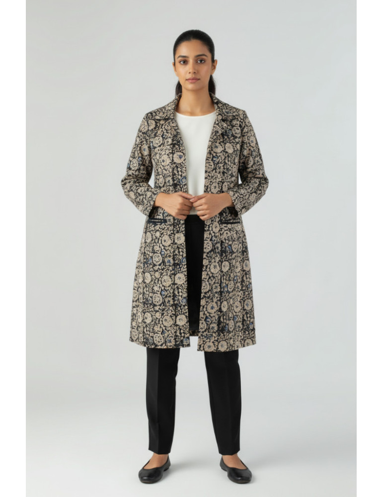 Yamini Kalamkari Cotton Long Handloom Waistcoat/Jacket