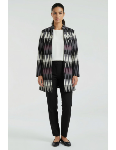 Ikat Purple Black Cotton Handloom Waistcoat/Jacket