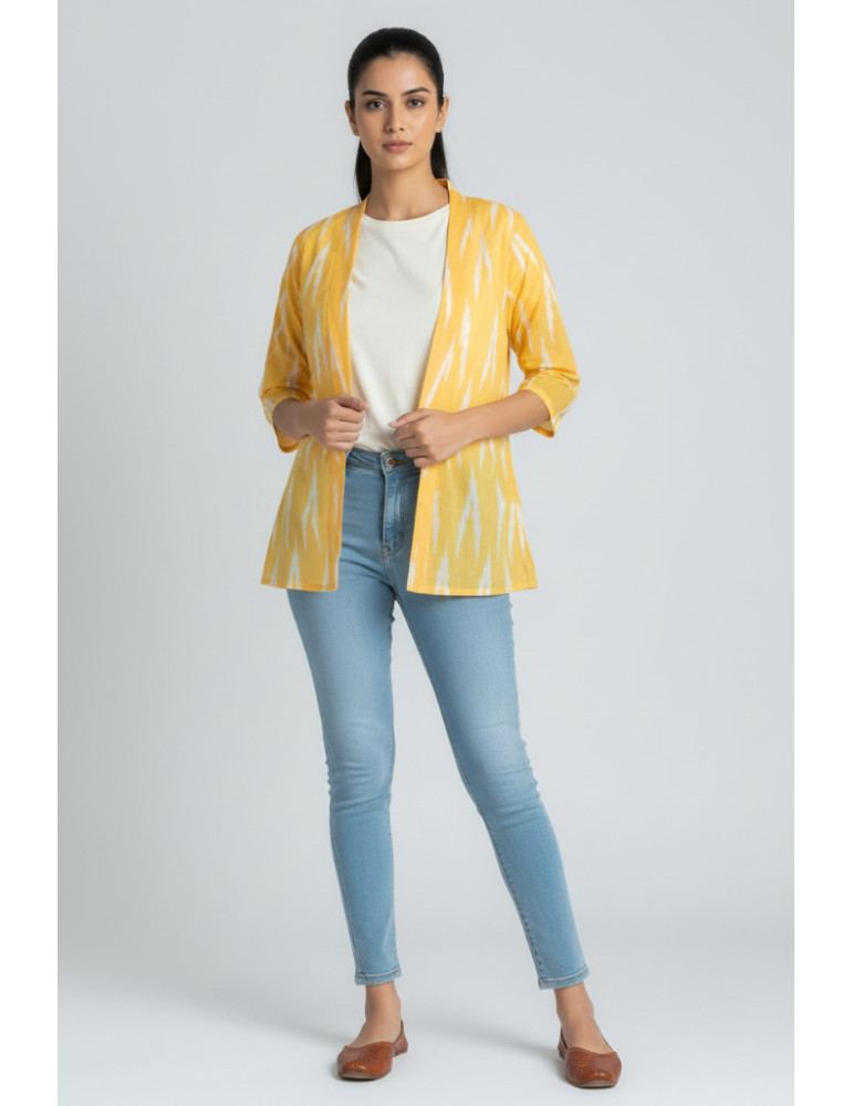 Yamini Yellow Ikat Cotton Handloom Jacket