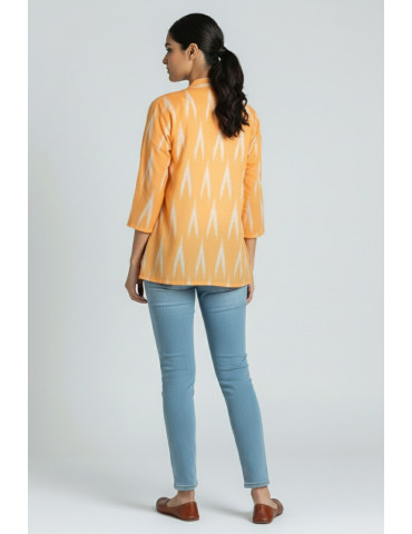 Yamini Orange Ikat Cotton Handloom Jacket