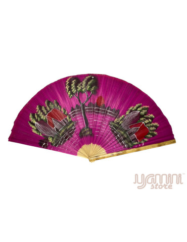 Bamboo Hanging Fan Pink