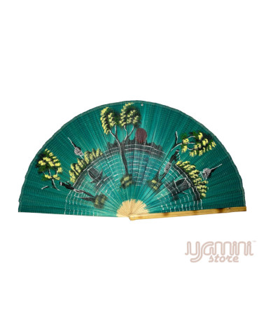 Bamboo Hanging Fan Green