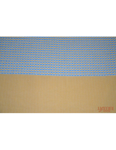 Handloom Cotton Double Bedsheet with Pillow Cover Yellow Stripes  on White Base