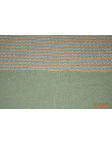 Olive Green and White Horizontal Stripes Handloom Cotton Double Bedsheet with Pillow Cover
