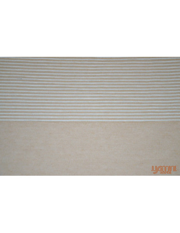 Handloom Cotton Double Bedsheet with Pillow Cover White Base with Yellow Stripes