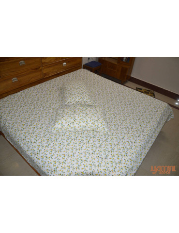Floral Print Soft Cotton King Size Bedsheet 