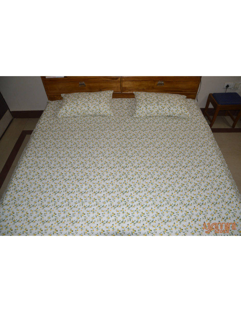 Floral Print Soft Cotton King Size Bedsheet 