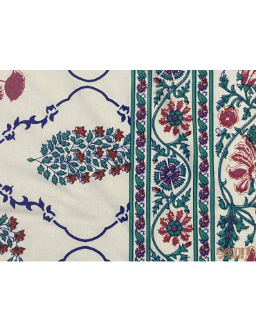 Pure Cotton Handloom Block Print Floral Design Bedsheet