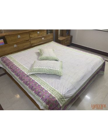 Block Print Handloom Floral Print Bedsheet