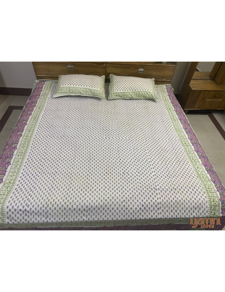 Block Print Handloom Floral Print Bedsheet