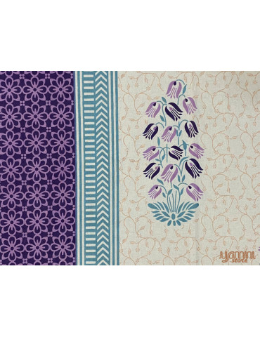 Handloom Pure Cotton Floral Pattern Hand Block print Double Bedsheet with Pillow Cover