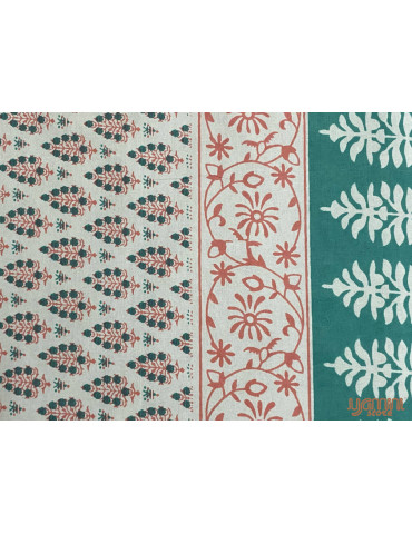 Handloom Pure Cotton Floral Pattern Hand Block print Double Bedsheet with Pillow Cover