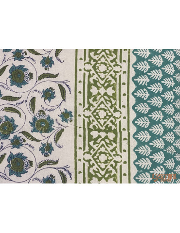 Handloom Pure Cotton Floral Pattern Hand Block print Double Bedsheet with Pillow Cover