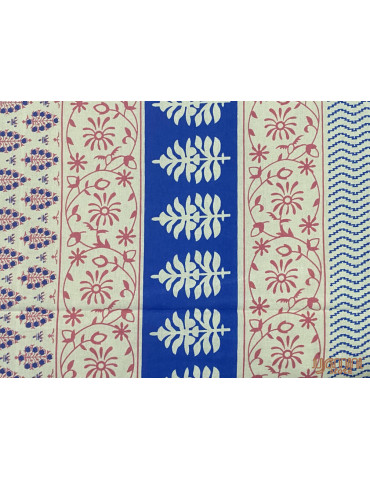 Handloom Pure Cotton Floral Pattern Hand Block print Double Bedsheet with Pillow Cover