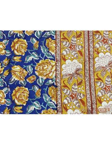 Premium Block Printed Cotton Floral Pattern Bedsheet with 2 Pillow covers