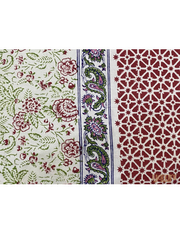 Premium Block Printed Cotton Floral Pattern Bedsheet with 2 Pillow covers
